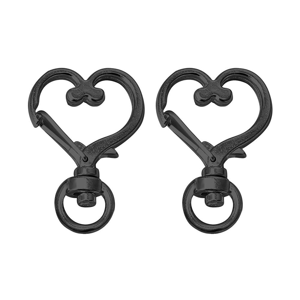 Chaveiro De Gancho Giratório Em Forma De Coração Chaveiro De Mola De Metal Chaveiro Gancho Lagosta Fecho Chaveiro Preto Dois - soufeelbr