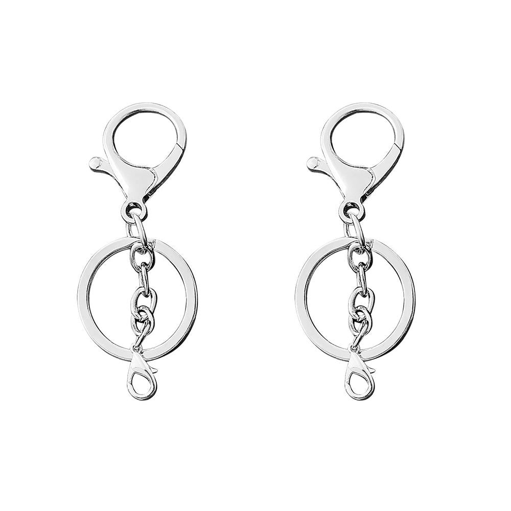 Anel De Salto Aberto Com Fecho De Lagosta E Corrente De Extensão Para Fazer Joias Diy Acessórios De Chaveiro Prata Dois - soufeelbr