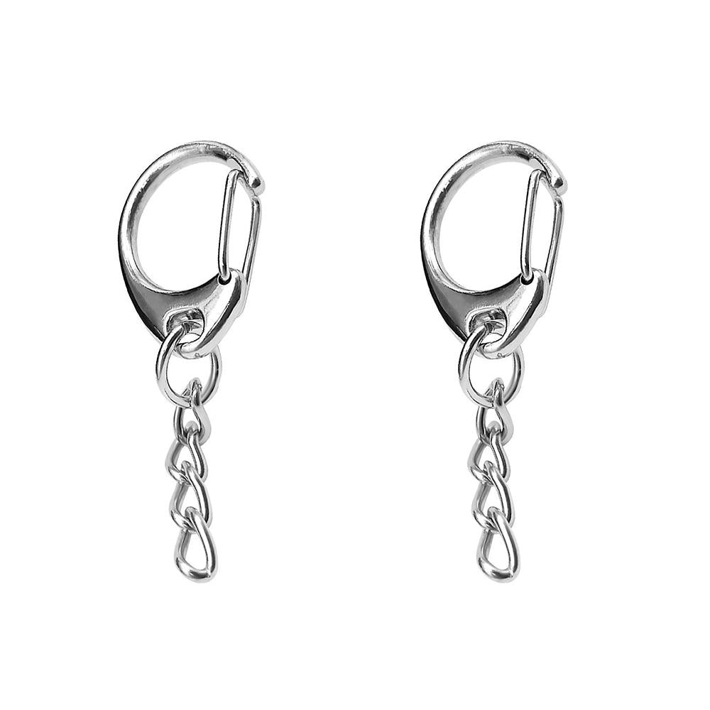 Chaveiro Pequeno Com Fivela Em Forma De C Chaveiro Mola Snap Com Corrente E Anel De Salto Prata Dois - soufeelbr