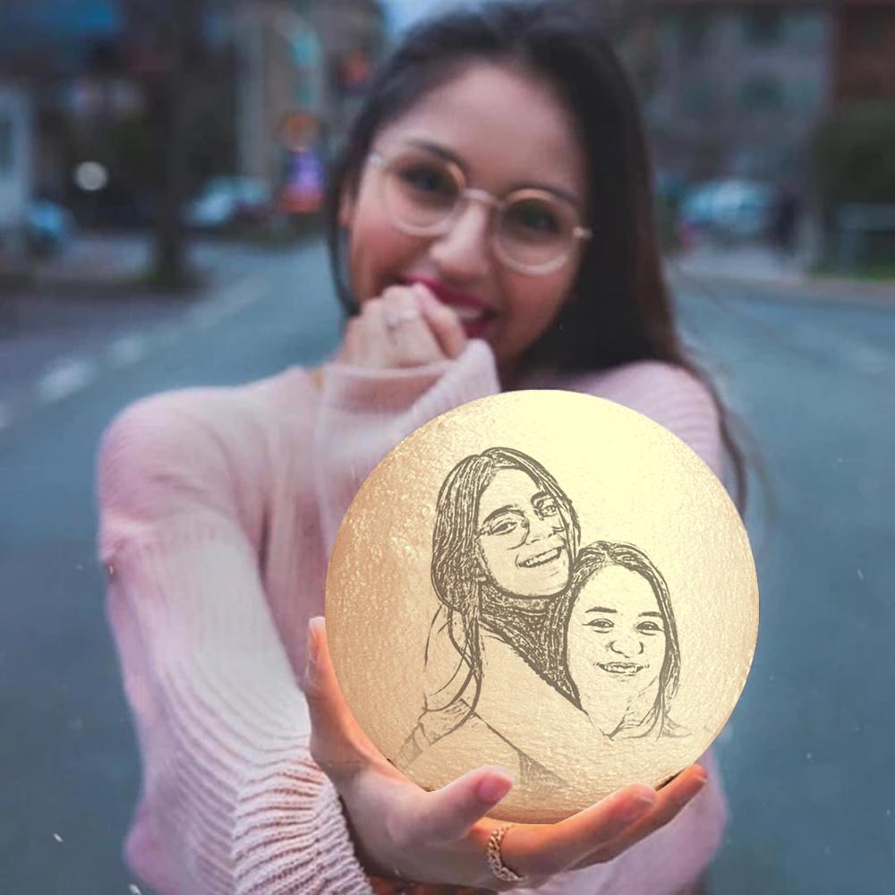Lâmpada de lua fotográfica, luz de foto 3D personalizada - controle remoto 16 cores