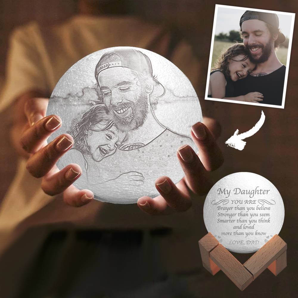 Lanterna de Lua com Foto, Lanterna de Lua 3D Personalizada, Lanterna de Lua - Toque em Duas Cores 15cm-20cm Disponíveis