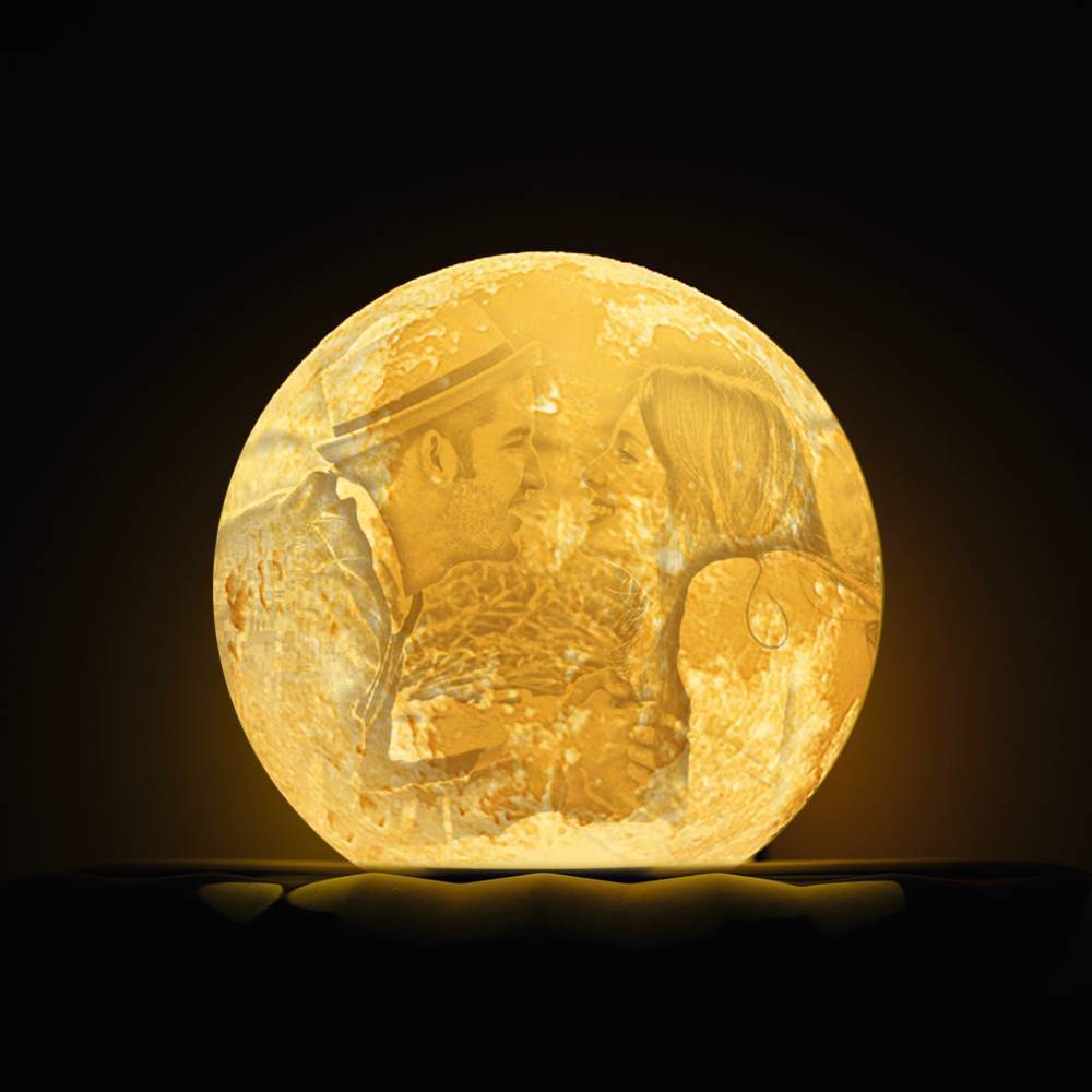 Lanterna de Lua com Foto, Lanterna de Lua 3D Personalizada, Lanterna de Lua Te Amo - Toque em Duas Cores 15cm-20cm Disponíveis