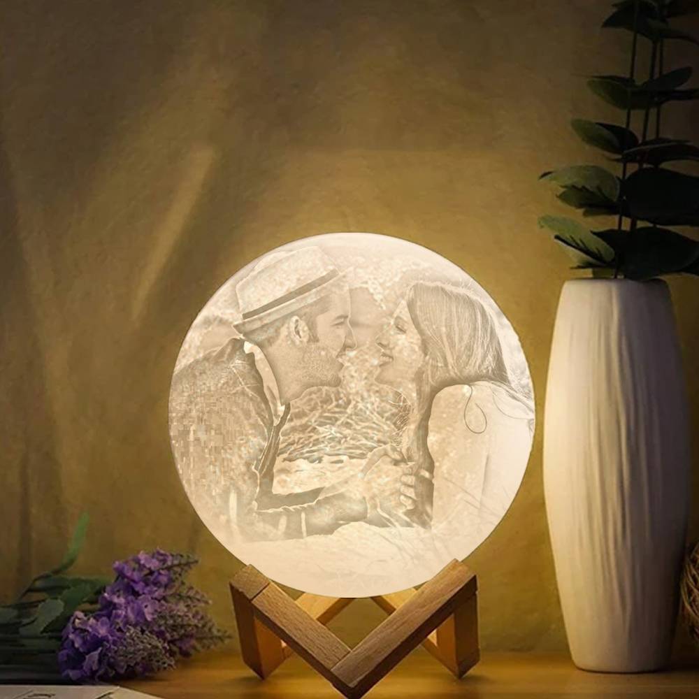 Lanterna de Lua com Foto, Lanterna de Lua 3D Personalizada, Lanterna de Lua Te Amo - Toque em Duas Cores 15cm-20cm Disponíveis