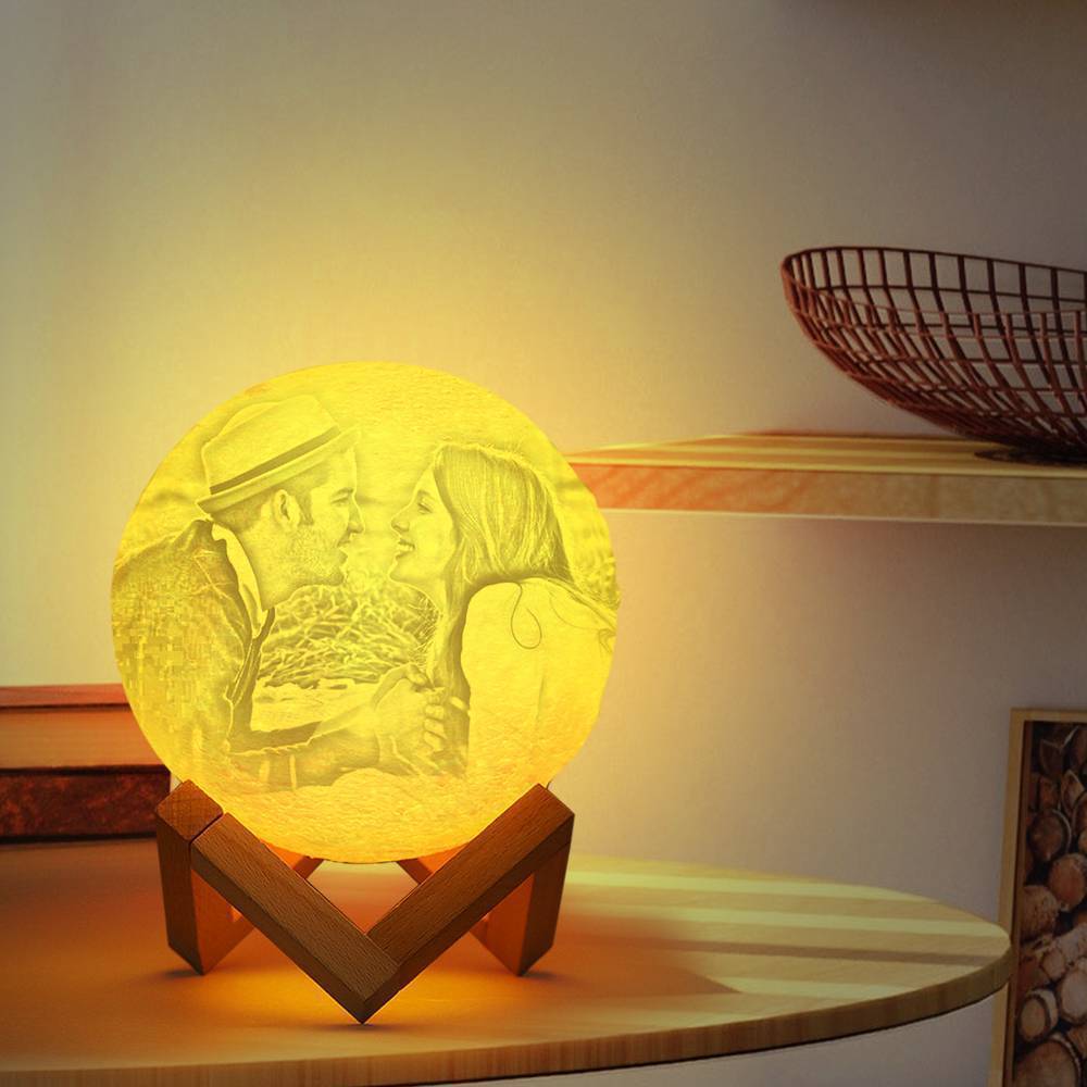 Lanterna de Lua com Foto, Lanterna de Lua 3D Personalizada, Lanterna de Lua Te Amo - Toque em Duas Cores 15cm-20cm Disponíveis