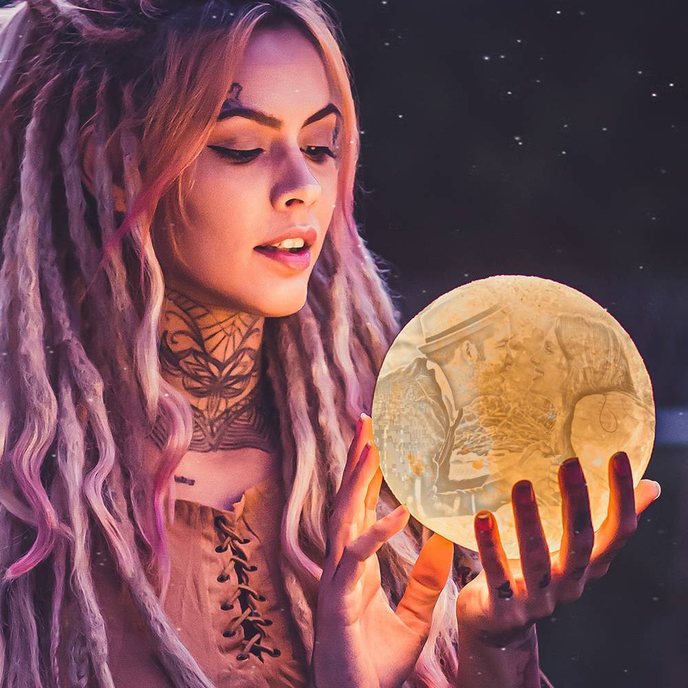 Lanterna de Lua com Foto, Lanterna de Lua 3D Personalizada, Lanterna de Lua Te Amo - Toque em Duas Cores 15cm-20cm Disponíveis