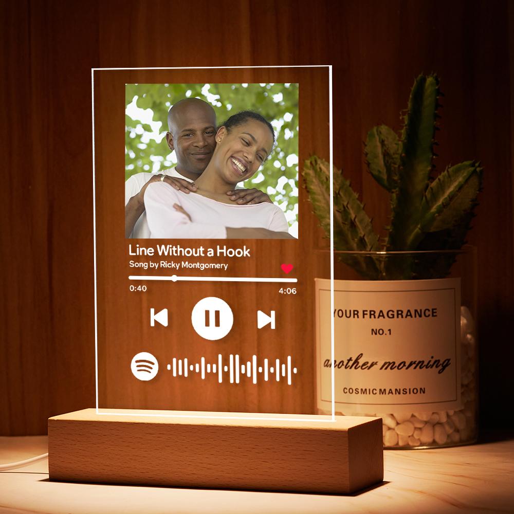 Lâmpada de código Spotify customizada digitalizável Placa de música acrílica Luz noturna Presente romântico de dia dos namorados