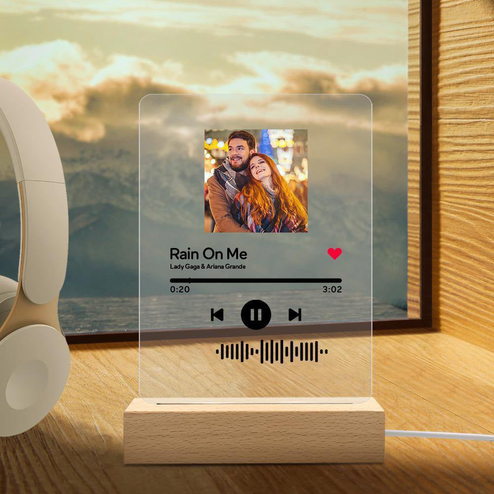 Placa de música de vidro personalizada com luz noturna lâmpada de código de música presentes de natal