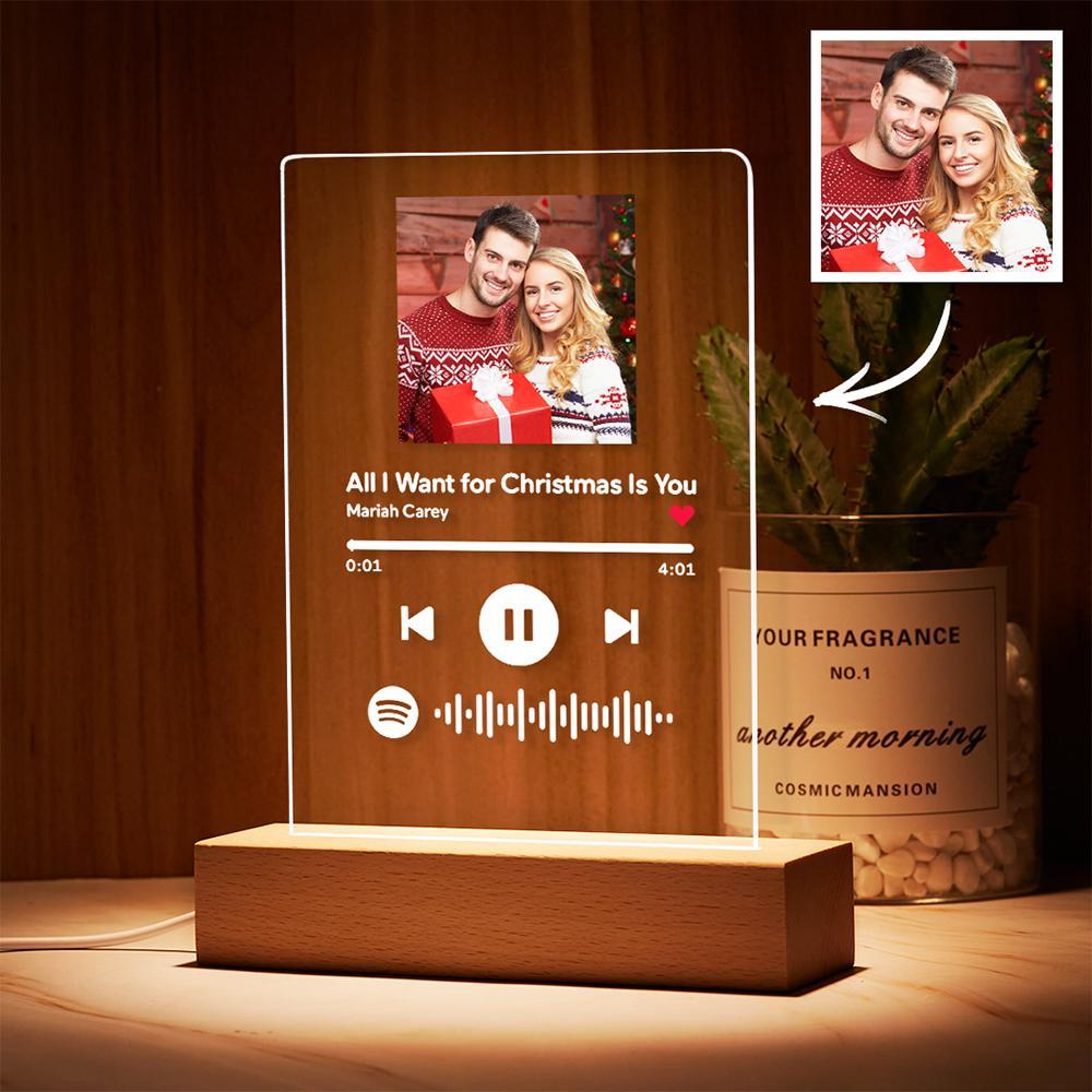 Moldura Para Foto Com Código De Spotify De Natal Digitalizável Placa De Música Acrílica Luz Noturna Presentes De Natal Exclusivos Para Ele