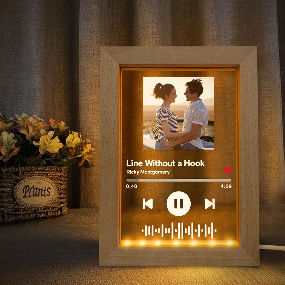 Porta-retratos De Arte Musical Com Código De Música Digitalizável Personalizado Presente De Luz Noturna - soufeelbr