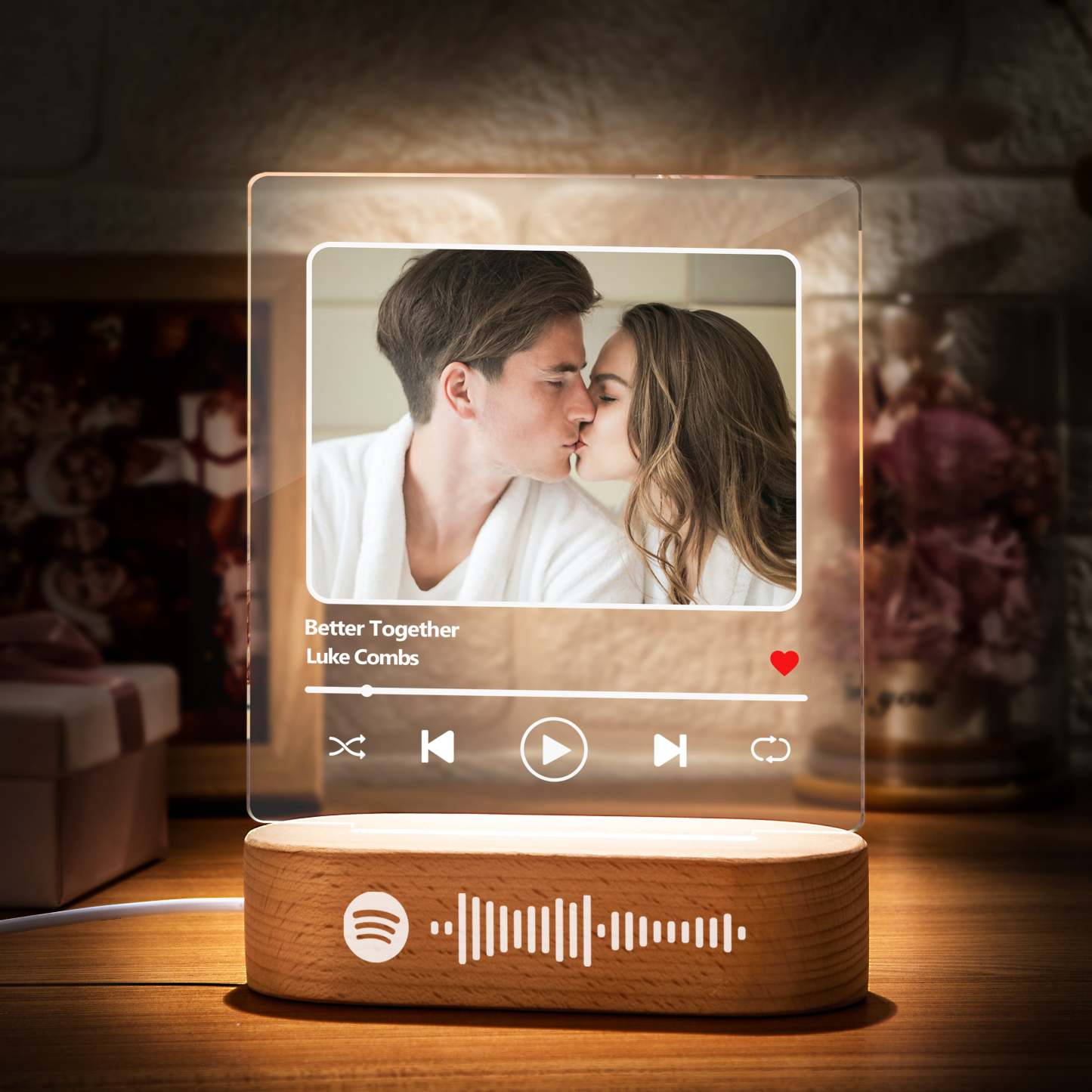 Lâmpada De Código Spotify Personalizada Digitalizável Placa De Música Acrílica Luz Noturna Presente Para O Natal - soufeelbr