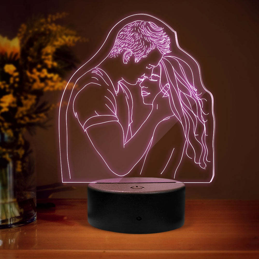 Lâmpada De Foto 3d Personalizada Com Luz Noturna Colorida Presente Para Amantes - soufeelbr