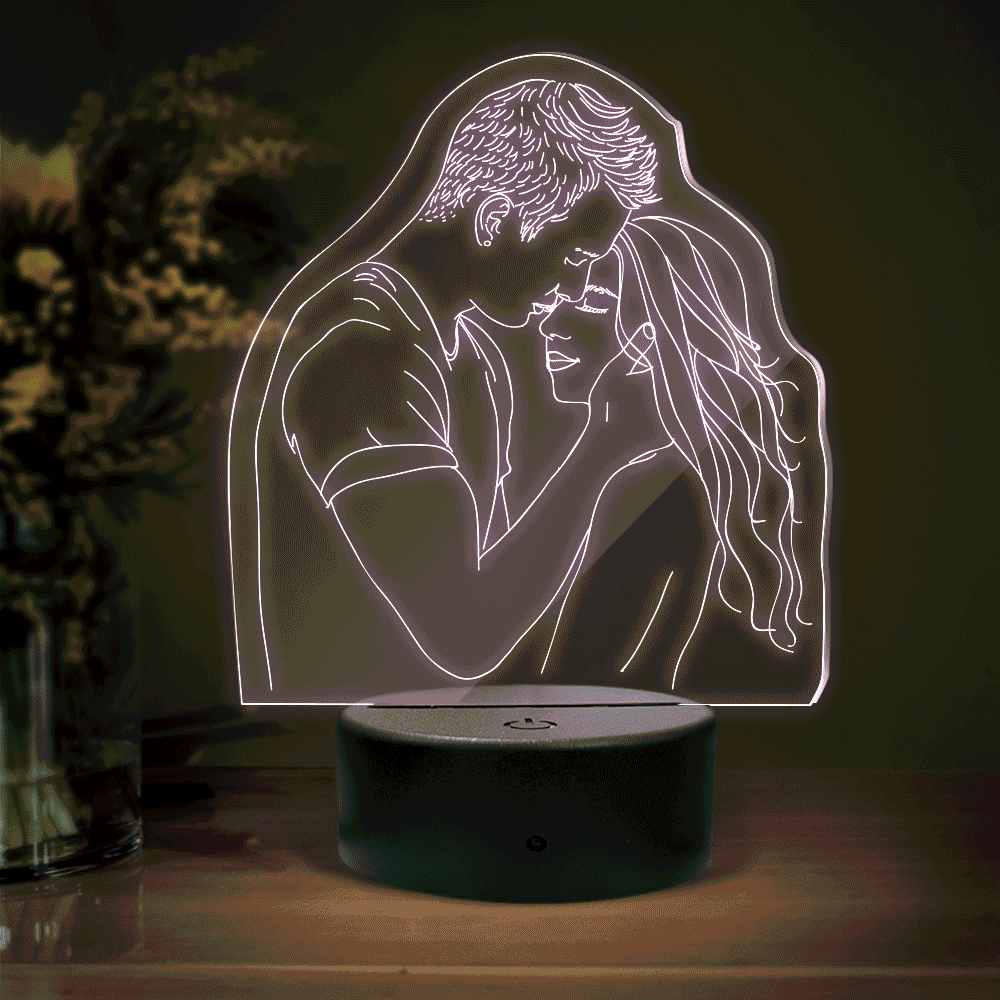 Lâmpada De Foto 3d Personalizada Com Luz Noturna Colorida Presente Para Amantes - soufeelbr