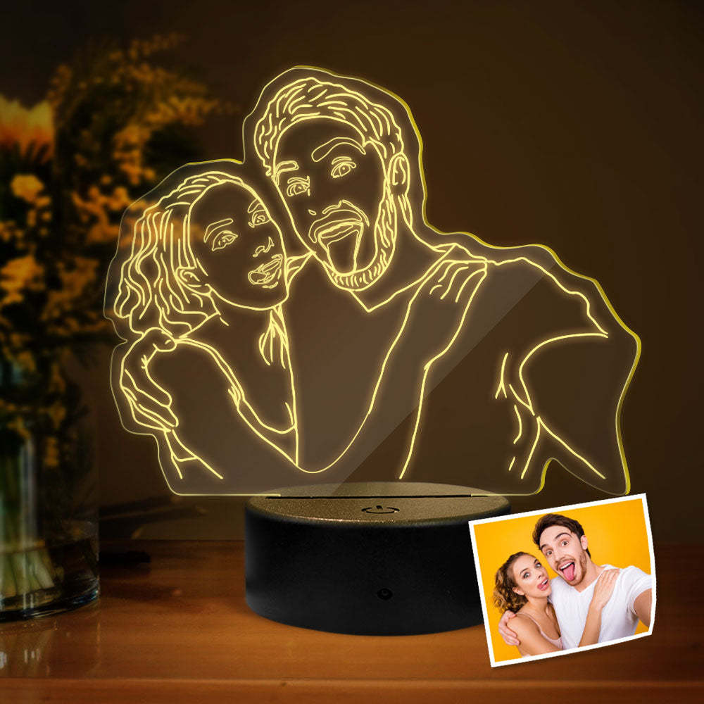Lâmpada De Foto 3d Personalizada Com Luz Noturna Colorida Presente Para Amantes - soufeelbr