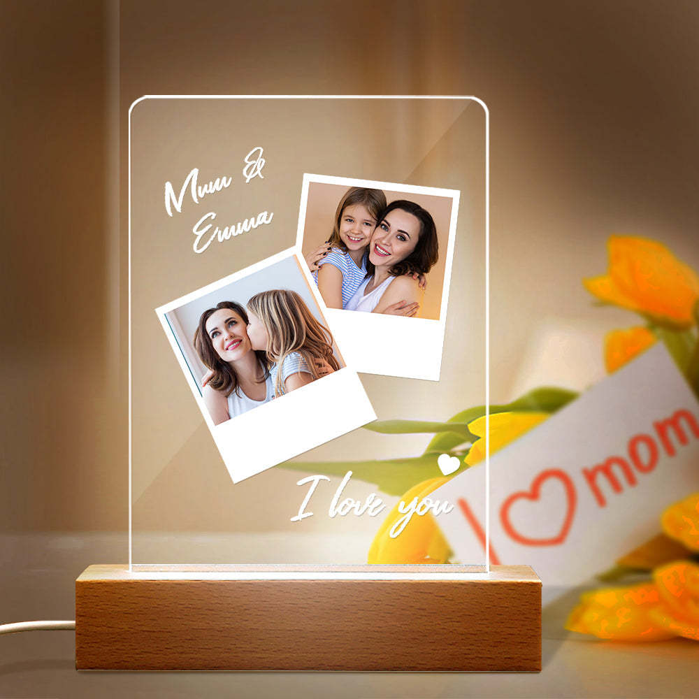 Lâmpada De Acrílico Com Nome E Foto Personalizada Para Presente De Dia Das Mães - soufeelbr