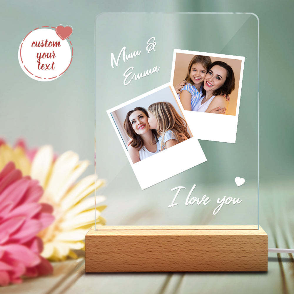 Lâmpada De Acrílico Com Nome E Foto Personalizada Para Presente De Dia Das Mães - soufeelbr