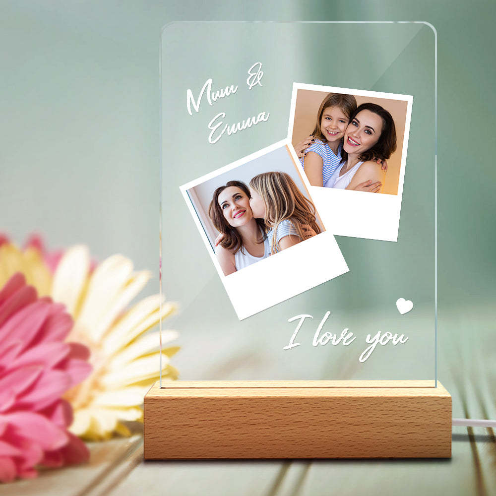 Lâmpada De Acrílico Com Nome E Foto Personalizada Para Presente De Dia Das Mães - soufeelbr