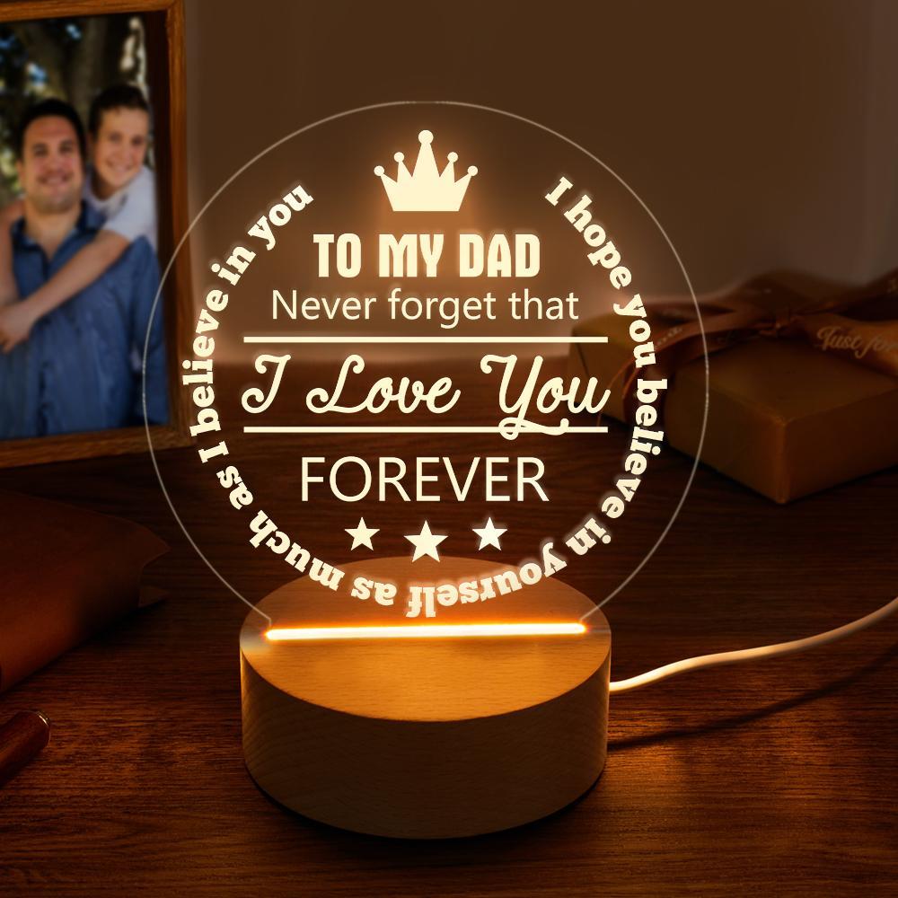 Lâmpada De Madeira Personalizada Nunca Esqueça Meu Pai Luz Noturna - soufeelbr