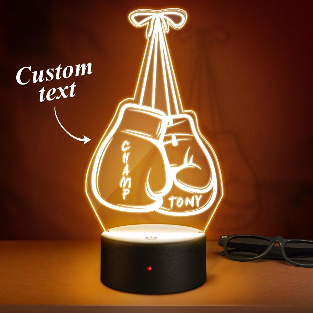 Luvas De Boxe Com Placa De Acrílico Personalizada Com Luz Noturna Gravada Com Sinal Presente Para O Dia Dos Pais - soufeelbr