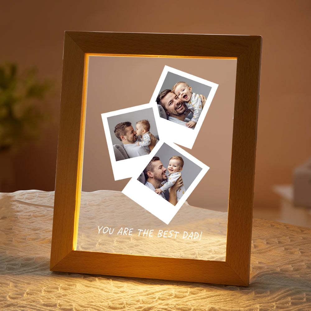 Presente De Dia Dos Pais Foto Personalizada Base De Madeira Luz Noturna Para Pai - soufeelbr