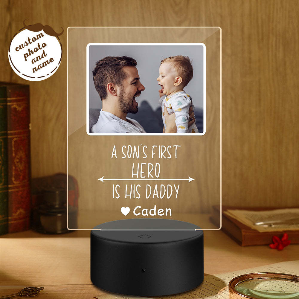 Base De Plástico Com Nome E Foto Personalizado Para Luz Noturna Presente Para O Dia Dos Pais - soufeelbr