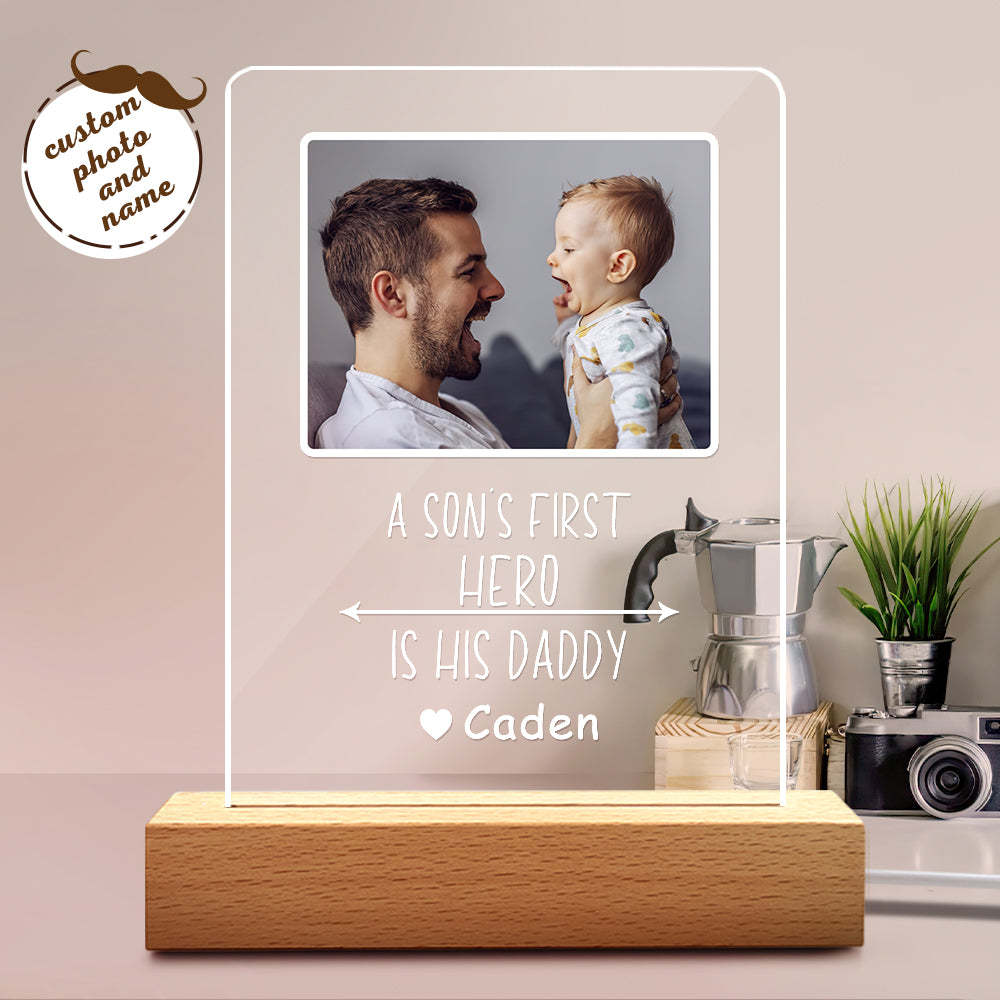 Base De Plástico Com Nome E Foto Personalizado Para Luz Noturna Presente Para O Dia Dos Pais - soufeelbr