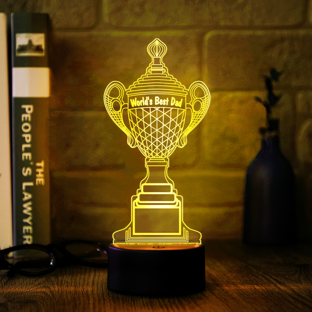 Lâmpada Troféu Personalizada Com Cor De Texto Personalizada Luz Noturna Decoração Do Quarto Presentes Para O Dia Dos Pais - soufeelbr