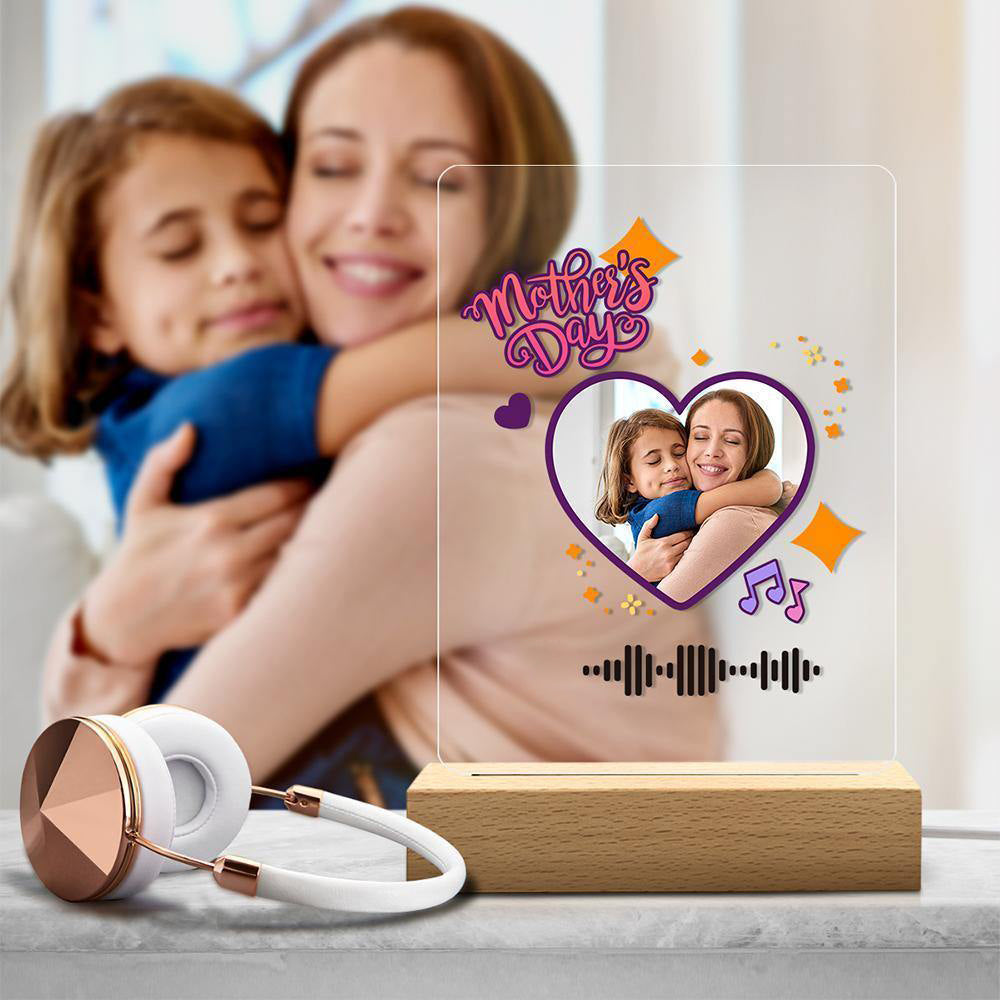 Código de música digitalizável luz noturna acrílico presentes criativos para mãe