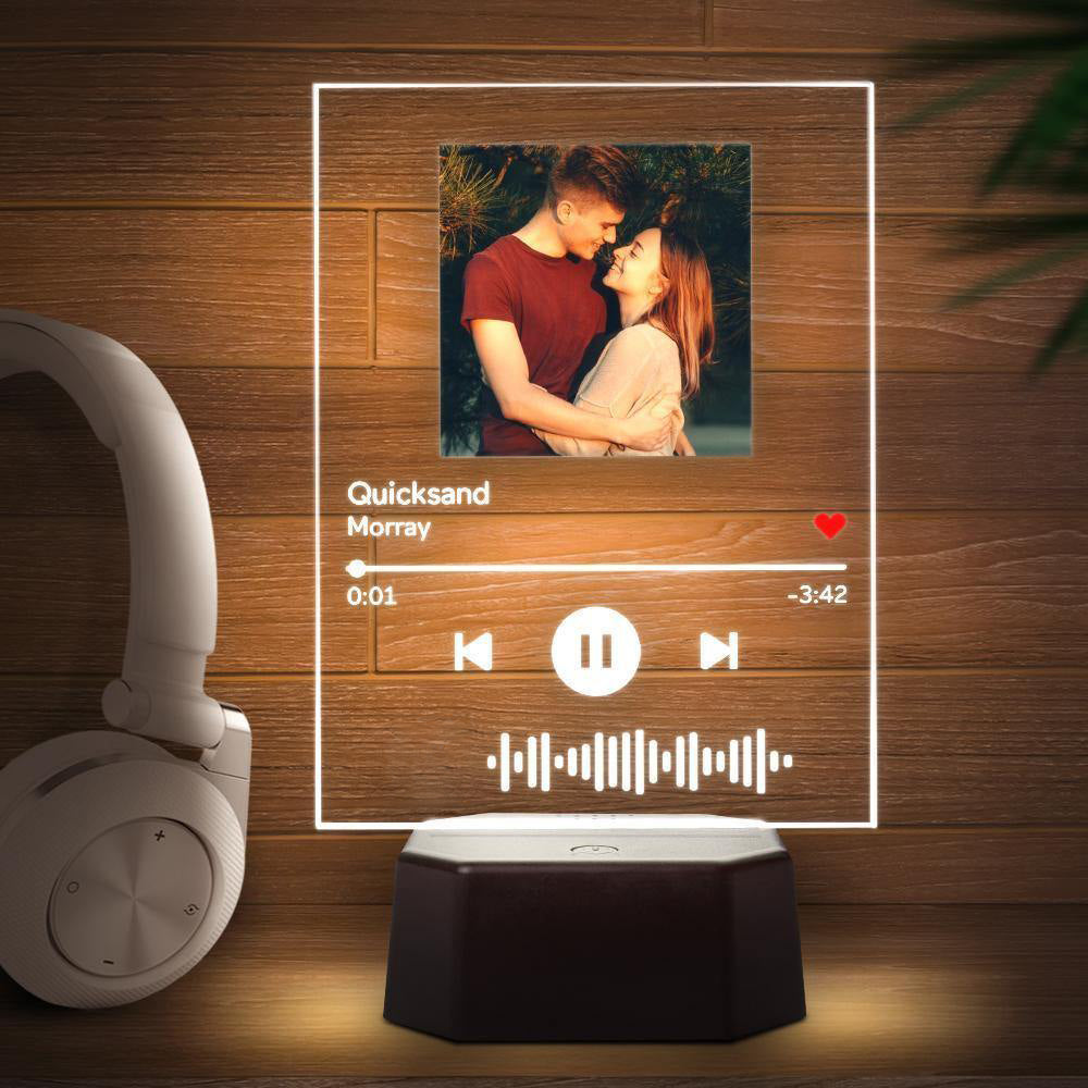 Placa personalizada e suporte para alto-falante Bluetooth com música e música de luz para presente de aniversário