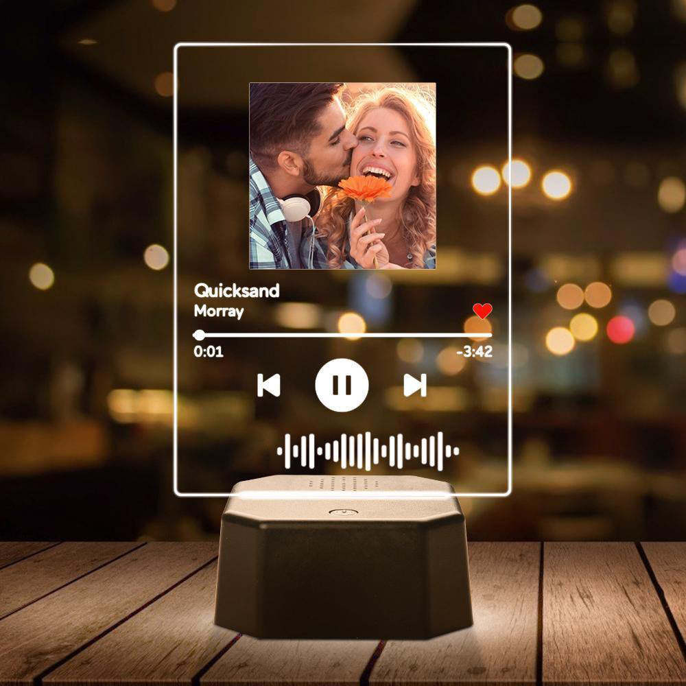 Placa personalizada e suporte para alto-falante Bluetooth com música e música de luz para presente de aniversário