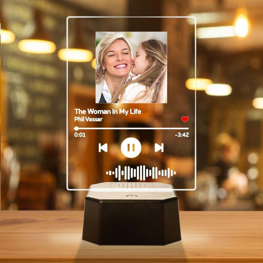 Placa personalizada e suporte para alto-falante Bluetooth com música e música de luz para presente de aniversário