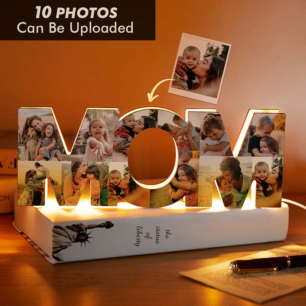 Presentes De Madeira Multimapa Com Luz Noturna Com Foto Personalizada Para Mamãe - soufeelbr
