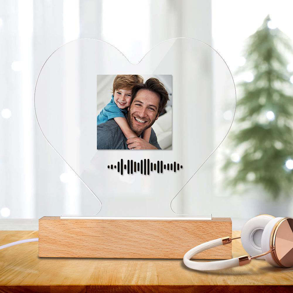 Presente de Dia dos Pais Código de Música Digitalizável Personalizado Luz Noturna Foto Música Presentes para Casa