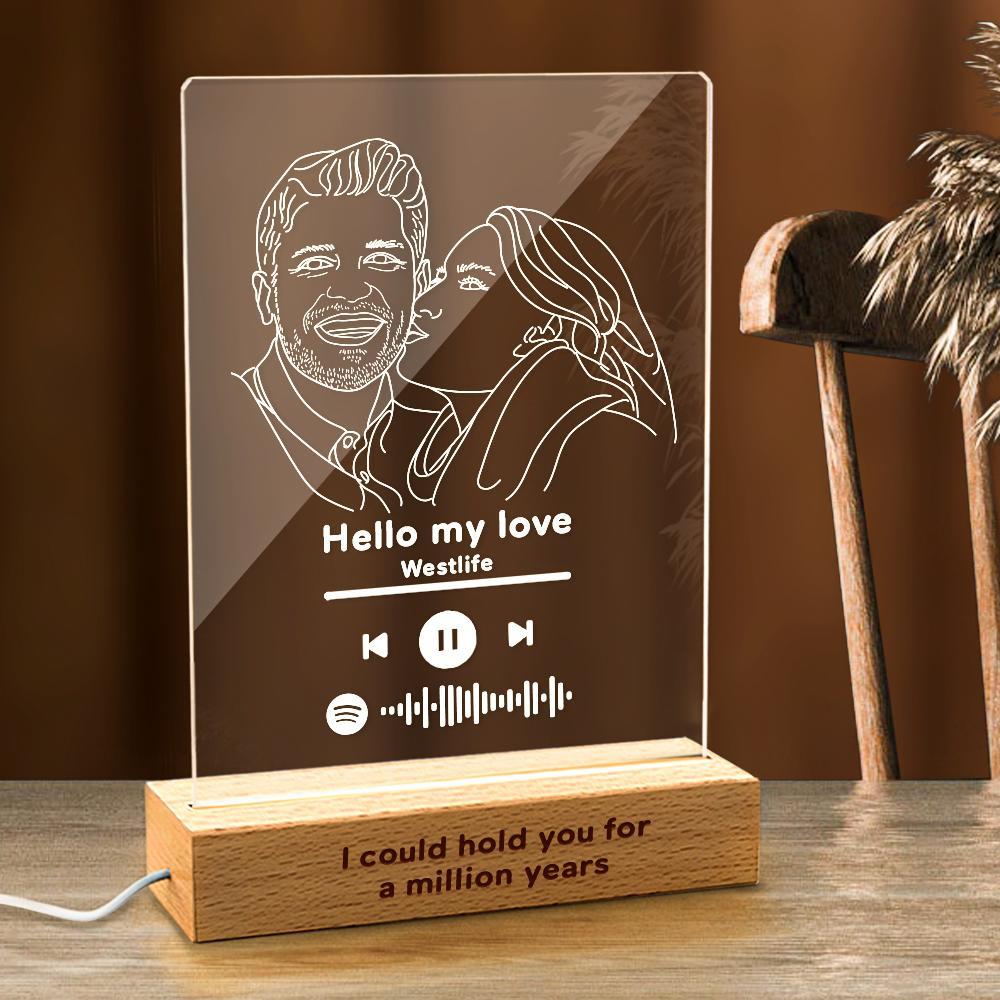 Moldura Para Foto Com Código Spotify Digitalizável Placa De Música Em Acrílico Com Luz Noturna Presente Exclusivo - soufeelbr