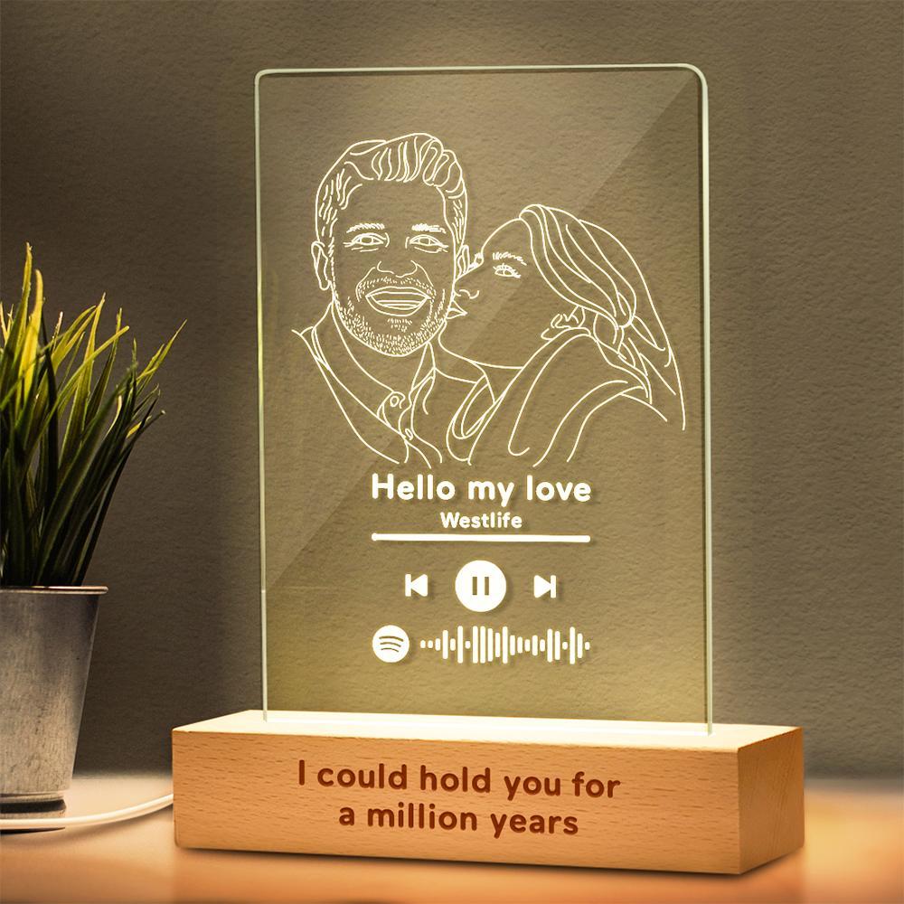 Moldura Para Foto Com Código Spotify Digitalizável Placa De Música Em Acrílico Com Luz Noturna Presente Exclusivo - soufeelbr