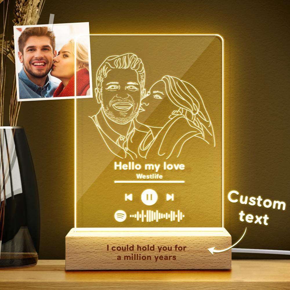 Moldura Para Foto Com Código Spotify Digitalizável Placa De Música Em Acrílico Com Luz Noturna Presente Exclusivo - soufeelbr