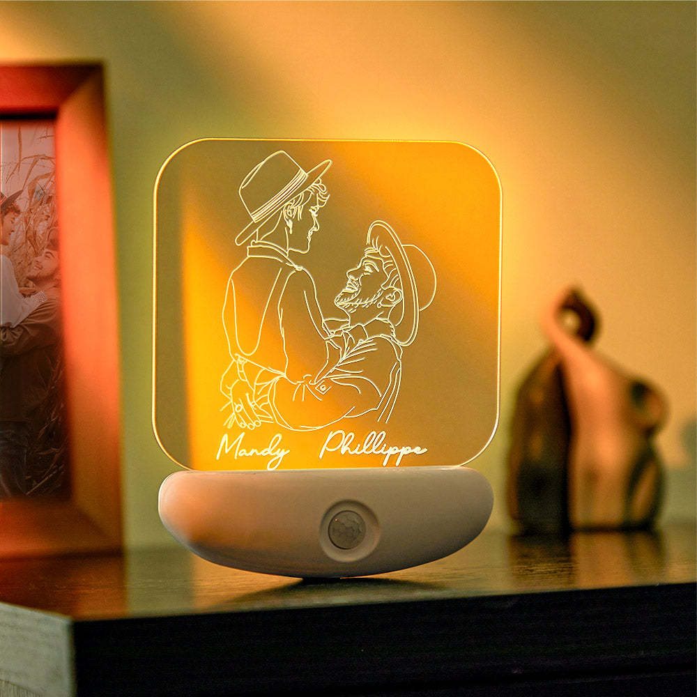 Lâmpada Com Sensor Fotográfico 3d Personalizada Indução Do Corpo Humano Carregamento Usb Luz Noturna Corredor Do Quarto - soufeelbr
