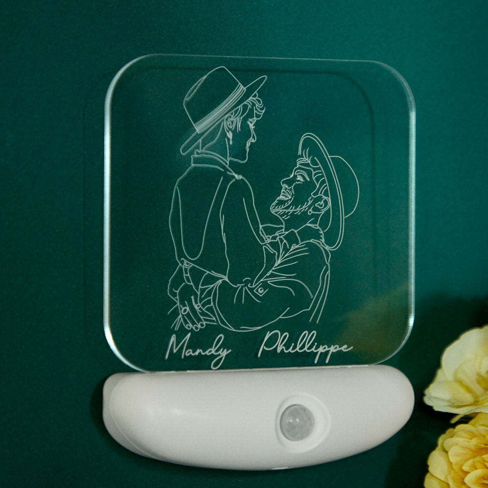 Lâmpada Com Sensor Fotográfico 3d Personalizada Indução Do Corpo Humano Carregamento Usb Luz Noturna Corredor Do Quarto - soufeelbr