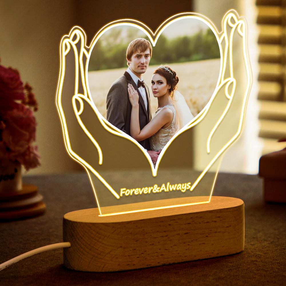 Presentes Personalizados Com Fotos Luz Noturna Personalizada Decoração De Casa Coloque Amor Na Palma Da Sua Mão - soufeelbr