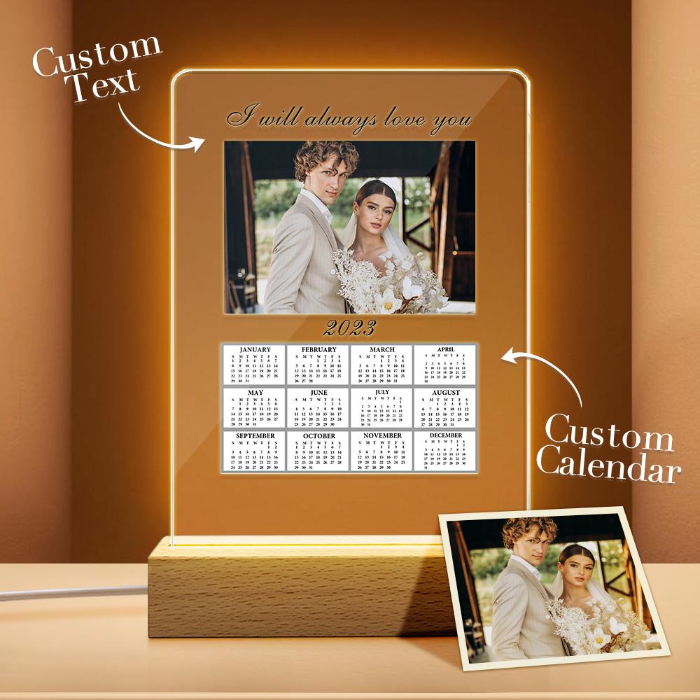Calendário Acrílico Personalizado Luz Noturna Personalizada Com Seus Presentes Fotográficos Para Casais - soufeelbr