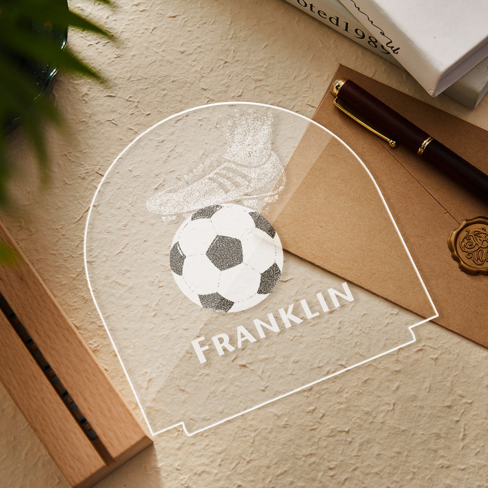 Nome Personalizado Acrílico Luz Noturna Design De Futebol Presentes De Futebol Para Meninos, Presentes De Aniversário Para Crianças - soufeelbr