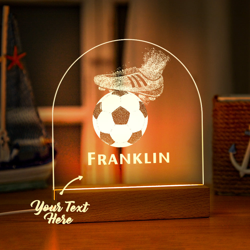 Nome Personalizado Acrílico Luz Noturna Design De Futebol Presentes De Futebol Para Meninos, Presentes De Aniversário Para Crianças - soufeelbr