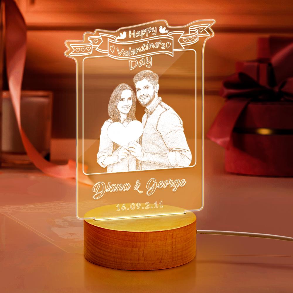 Presente De Dia Dos Namorados Com Luz Noturna Personalizada Para Ela Presentes Românticos Com Luz Led Personalizada - soufeelbr