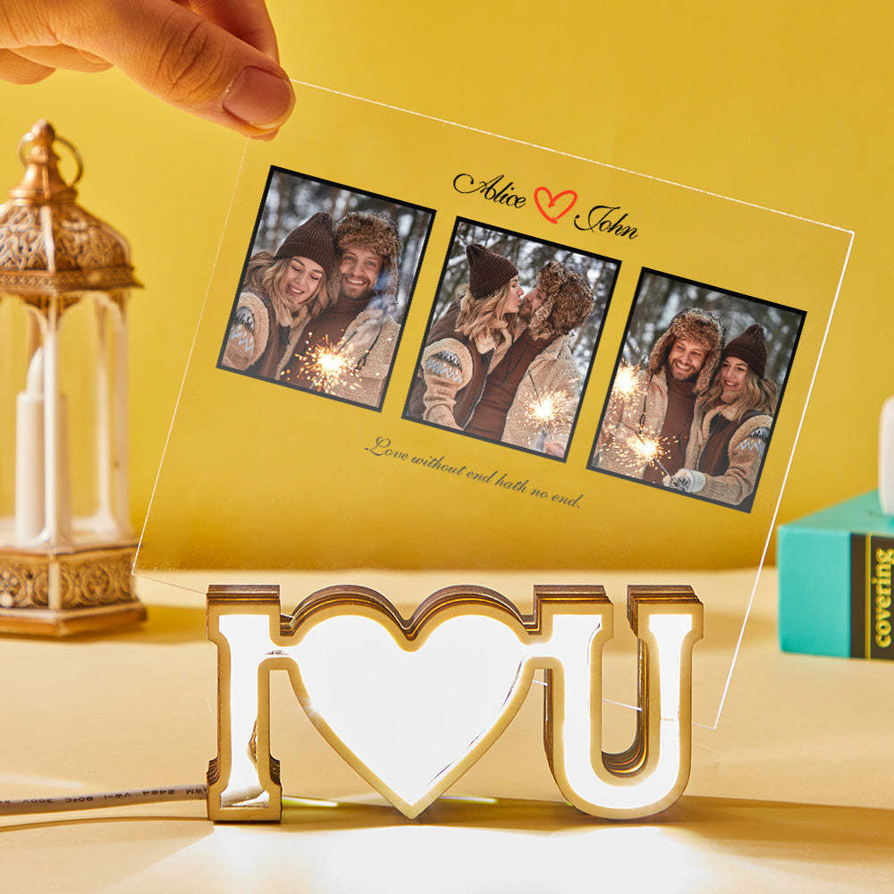 Luz Noturna Personalizada Com Foto Gravada Placa Acrílica Led Para Presentes De Amor - soufeelbr
