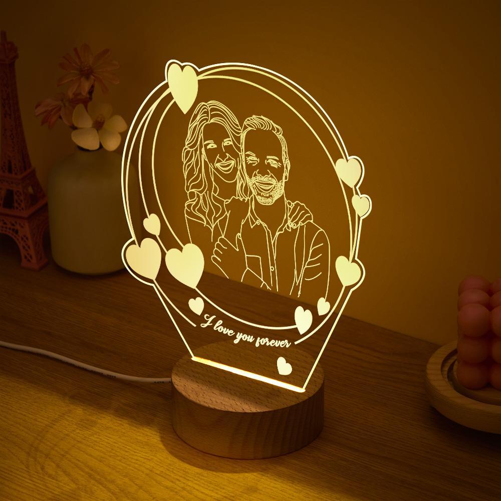 Lâmpada Noturna De Led 3d Personalizada Presente Para Casal Com Foto E Texto Luzes Noturnas Românticas Personalizadas - soufeelbr