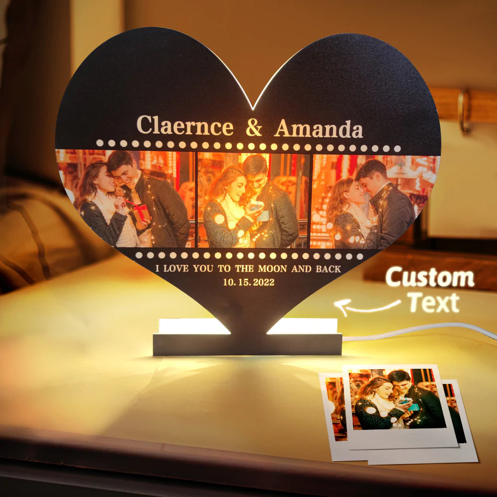 Presente De Luz Em Formato De Coração Com Foto De Filme Personalizado Para Amante - soufeelbr