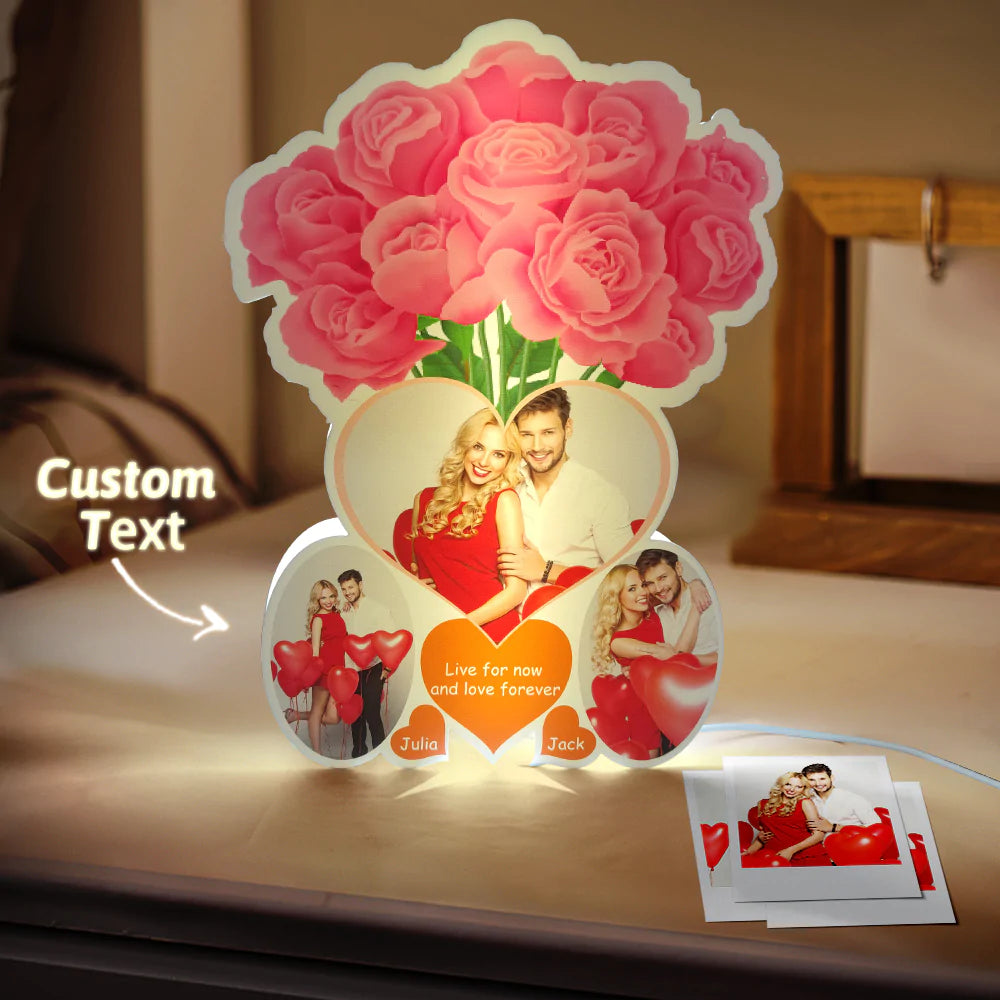 Presente Personalizado Com Luzes De Foto Rosa Para Amante - soufeelbr