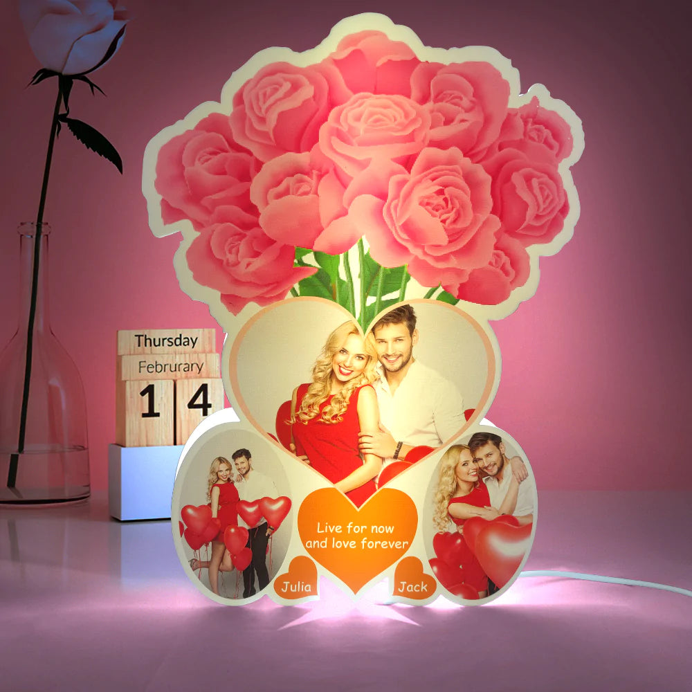 Presente Personalizado Com Luzes De Foto Rosa Para Amante - soufeelbr