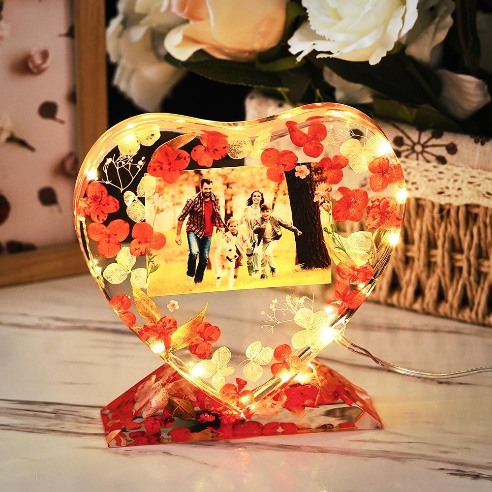 Flores Secas Com Fotos Personalizadas Luzes Noturnas Coloridas Presentes De Natal Requintados