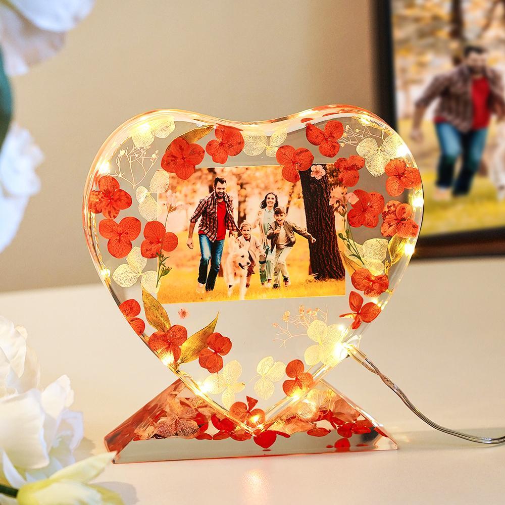 Flores Secas Com Fotos Personalizadas Luzes Noturnas Coloridas Presentes De Natal Requintados