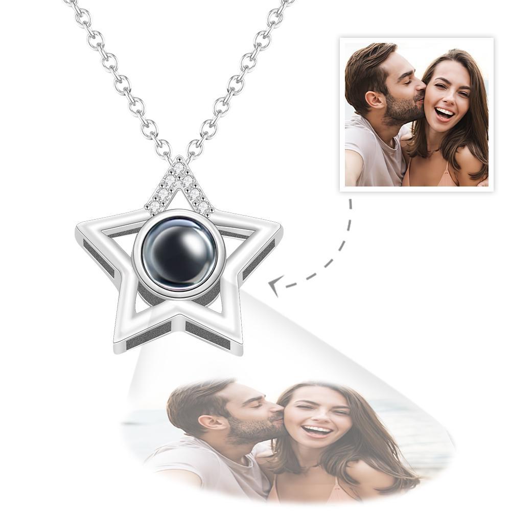 Colar de projeção de foto personalizado com pingente de estrela com pingente de presente comemorativo - soufeelbr